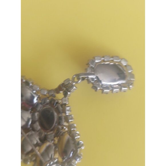 Vintage Amber Rhinestone & Cubic Zirconia Brooch 3" long x 1.75" wide - Picture 7 of 8